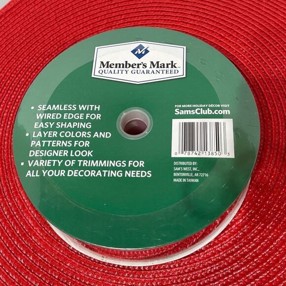 Members Mark Wired Ribbon Red with Gold Dots 50 yards NWT - Picture 5 of 5